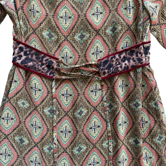 Double D Ranch Western Print Dress Beaded Embellished Boho Cowgirl XL Leopard - Picture 13 of 15